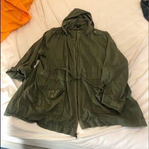 Olive green cinched waist light jacket